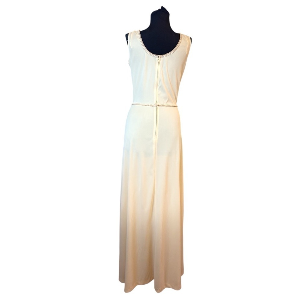 Vintage 70’s Cream Cleopatra Union Made Long Sleeveless Dress - Picture 10 of 16